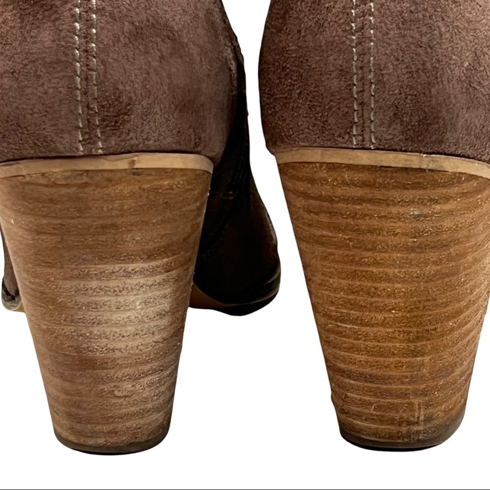 Steve Madden Plover Brown Suede Leather Stack Heeled Booties - Picture 10 of 13